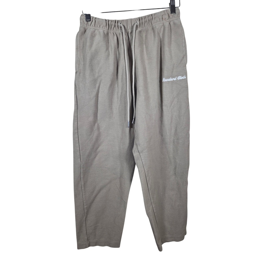 Standard Cloth Textured Cotton Jogger Pants Mens Small Beige Drawstring Casual